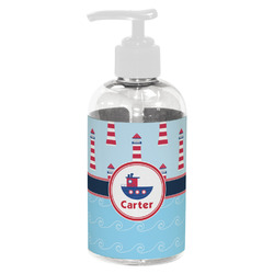 Light House & Waves Plastic Soap / Lotion Dispenser (8 oz - Small - White) (Personalized)