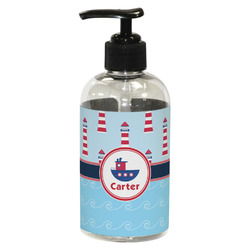Light House & Waves Plastic Soap / Lotion Dispenser (8 oz - Small - Black) (Personalized)