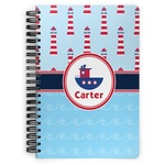 Light House & Waves Spiral Notebook - 7x10 w/ Name or Text