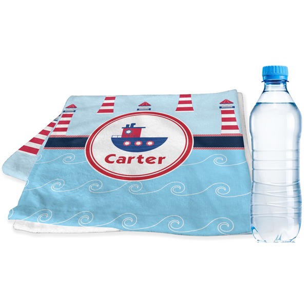 Custom Light House & Waves Sports & Fitness Towel (Personalized)