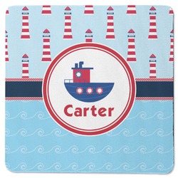 Light House & Waves Square Rubber Backed Coaster (Personalized)