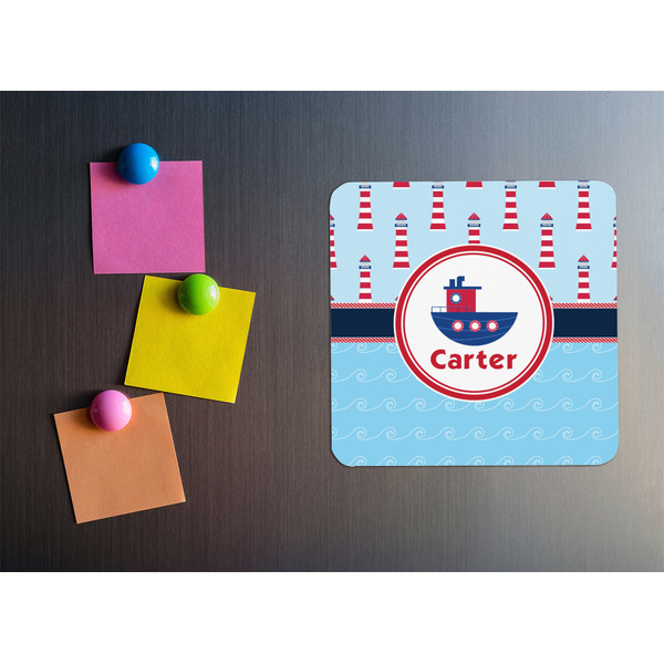 Light House & Waves Square Fridge Magnet - LIFESTYLE