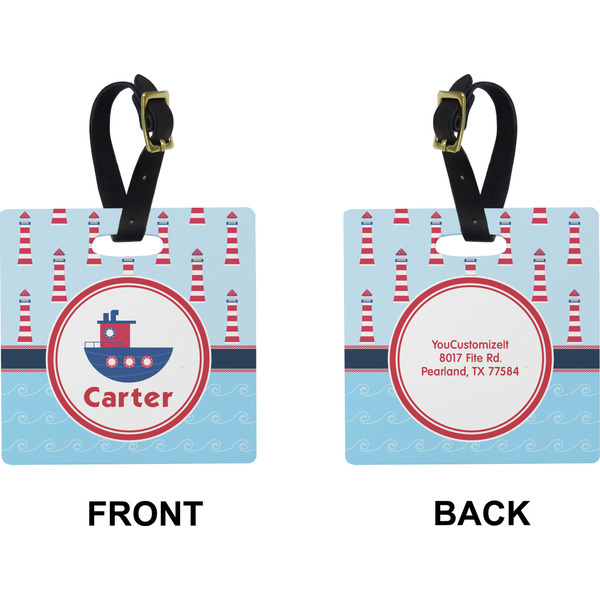 Light House & Waves Square Luggage Tag (Front + Back)