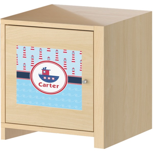 Light House & Waves Square Wall Decal on Wooden Cabinet