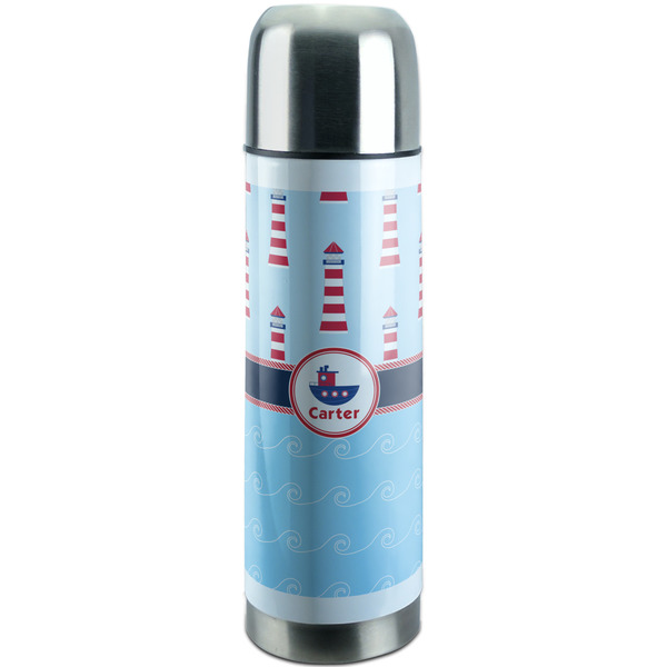 Custom Light House & Waves Stainless Steel Thermos (Personalized)