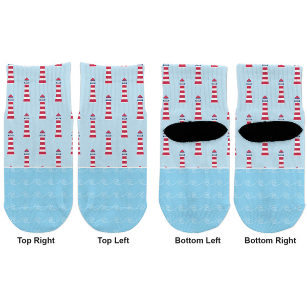 Light House & Waves Toddler Ankle Socks - Double Pair - Front and Back - Apvl