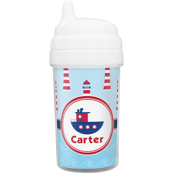 Custom Light House & Waves Toddler Sippy Cup (Personalized)