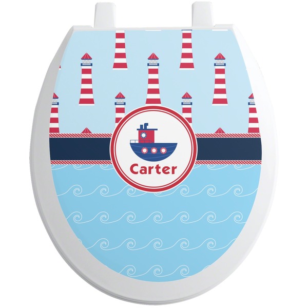 Custom Light House & Waves Toilet Seat Decal (Personalized)