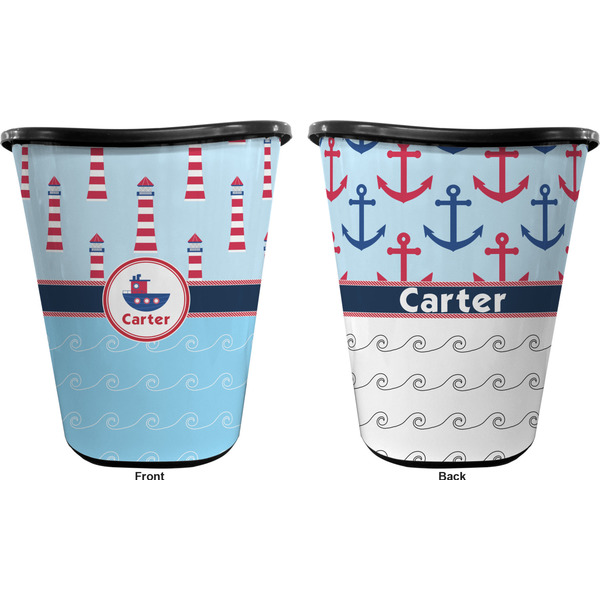 Light House & Waves Trash Can Black - Front and Back - Apvl