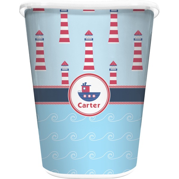 Custom Light House & Waves Waste Basket (Personalized)