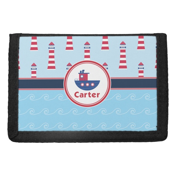 Custom Light House & Waves Trifold Wallet (Personalized)