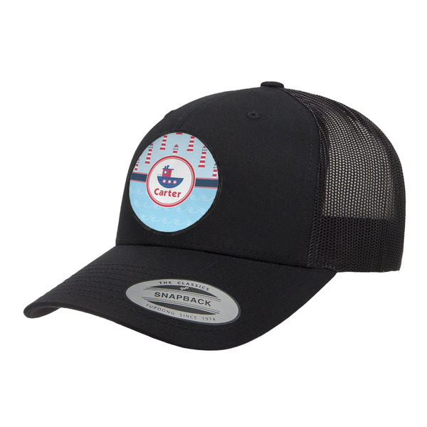 Custom Light House & Waves Trucker Hat - Black (Personalized)