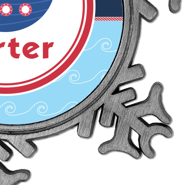 Light House & Waves Vintage Snowflake - Detail