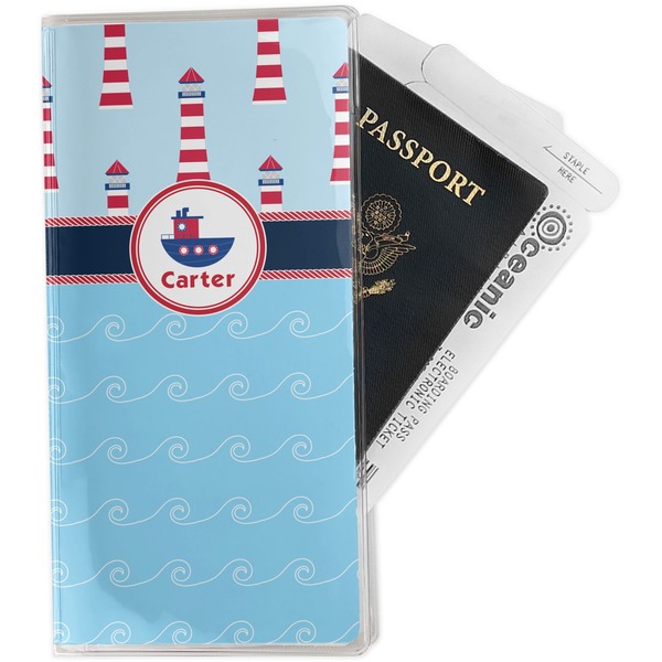 Custom Light House & Waves Travel Document Holder