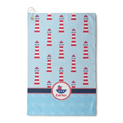 Light House & Waves Waffle Weave Golf Towel (Personalized)