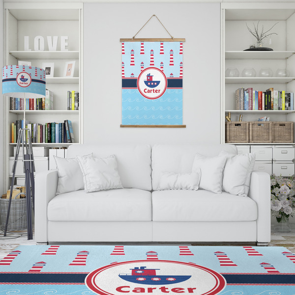 Light House & Waves Wall Hanging Tapestry - Portrait - IN CONTEXT