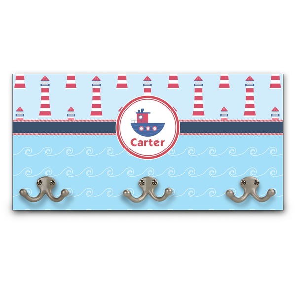 Custom Light House & Waves Wall Mounted Coat Rack (Personalized)