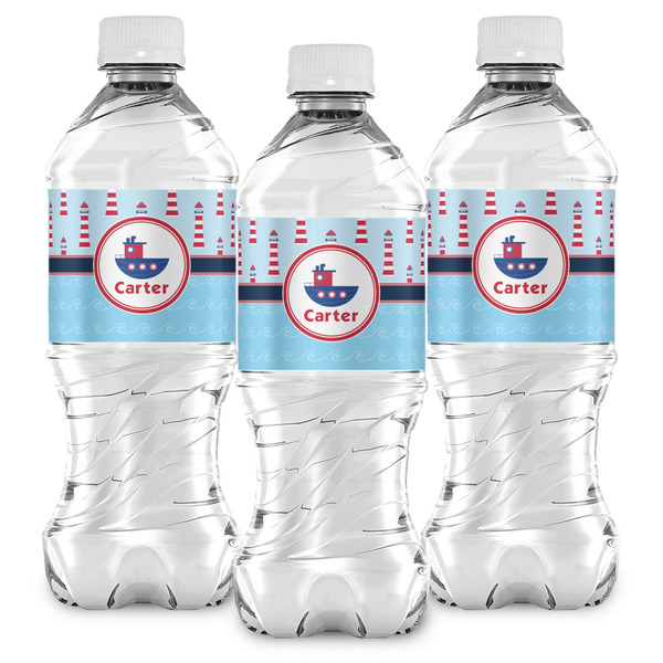 Light House & Waves Water Bottle Labels - Front View