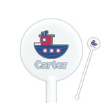Light House & Waves 5.5" Round Plastic Stir Sticks - White - Single Sided (Personalized)