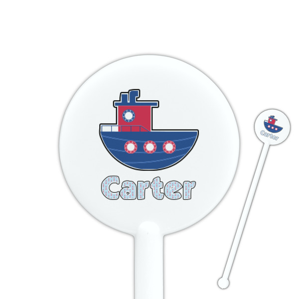 Custom Light House & Waves 5.5" Round Plastic Stir Sticks - White - Single Sided (Personalized)