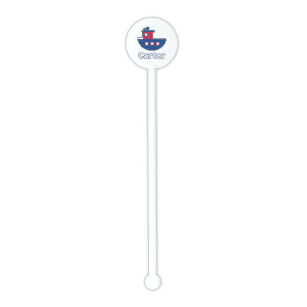 Light House & Waves White Plastic 5.5" Stir Stick - Round - Single Stick