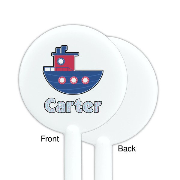 Light House & Waves White Plastic 5.5" Stir Stick - Single Sided - Round - Front & Back