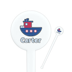 Light House & Waves 7" Round Plastic Stir Sticks - White - Double Sided (Personalized)