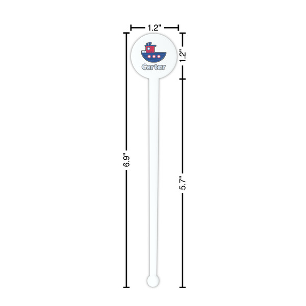 Light House & Waves White Plastic 7" Stir Stick - Round - Dimensions