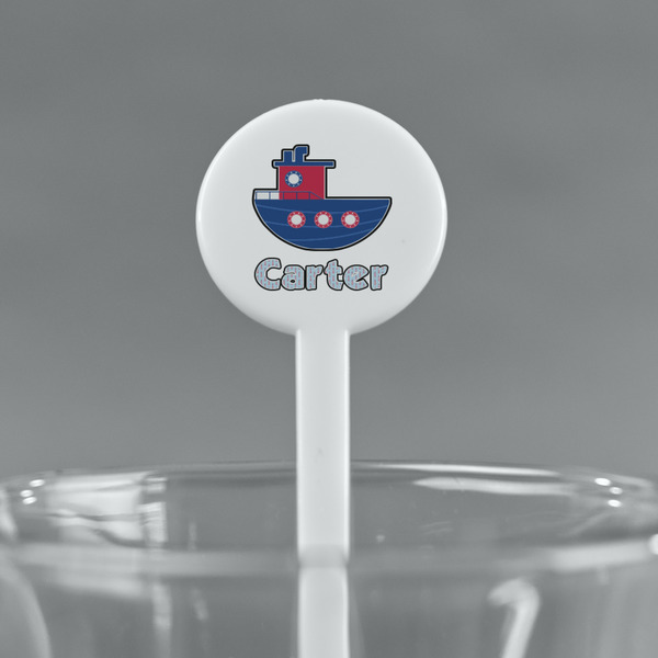 Light House & Waves White Plastic 7" Stir Stick - Round - Main