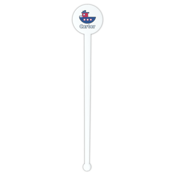 Light House & Waves White Plastic 7" Stir Stick - Round - Single Stick