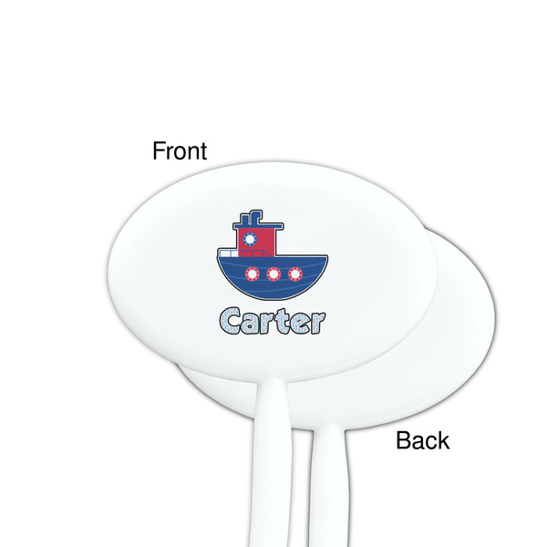 Light House & Waves White Plastic 7" Stir Stick - Single Sided - Oval - Front & Back