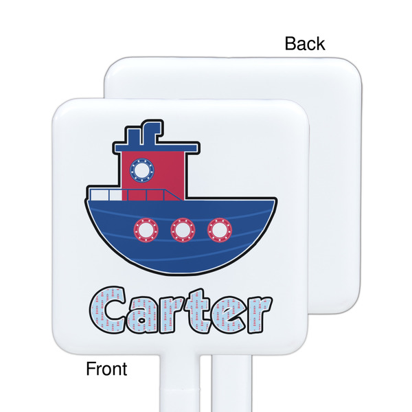 Light House & Waves White Plastic Stir Stick - Single Sided - Square - Approval