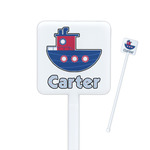 Light House & Waves Square Plastic Stir Sticks - Double Sided (Personalized)