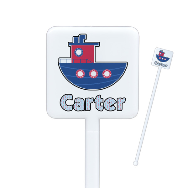 Custom Light House & Waves Square Plastic Stir Sticks - Double Sided (Personalized)