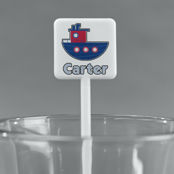 Light House & Waves White Plastic Stir Stick - Square - Main