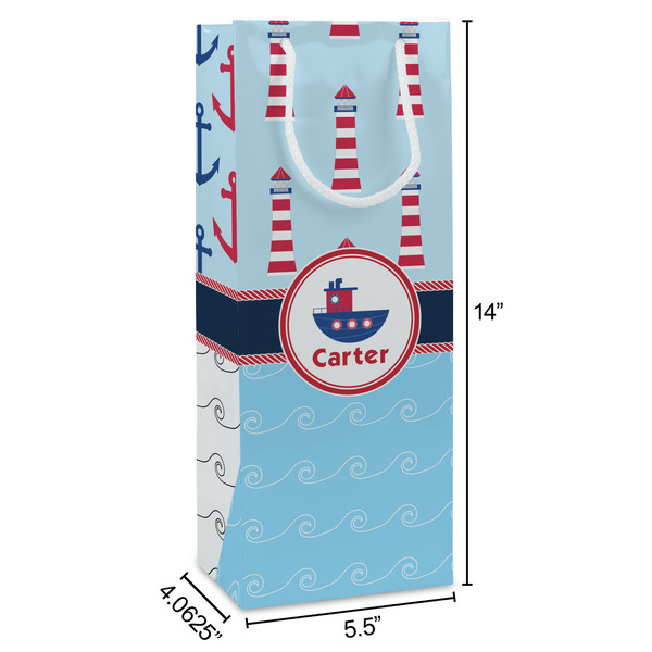 Light House & Waves Wine Gift Bag - Dimensions