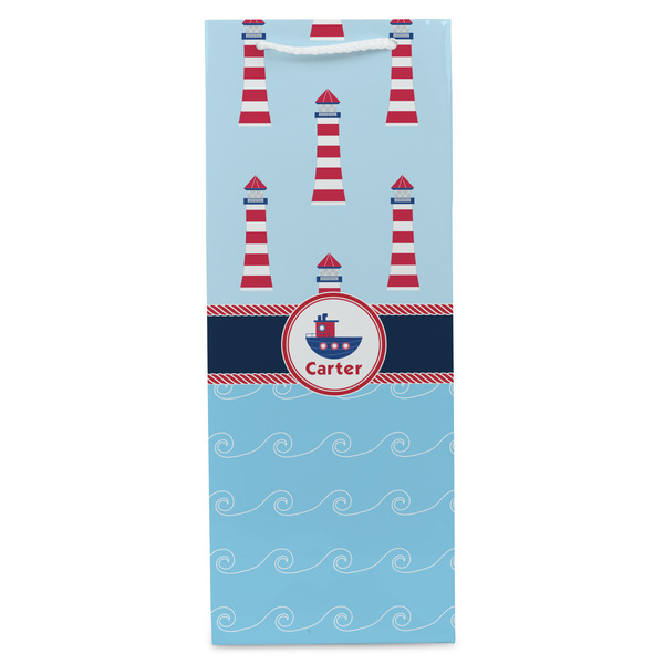 Light House & Waves Wine Gift Bag - Gloss - Front