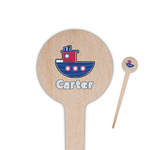 Light House & Waves 4" Round Wooden Food Picks - Double Sided (Personalized)