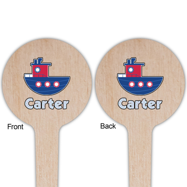 Light House & Waves Wooden 4" Food Pick - Round - Double Sided - Front & Back