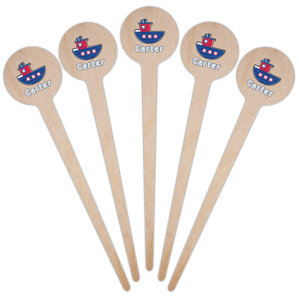 Light House & Waves Wooden 4" Food Pick - Round - Fan View