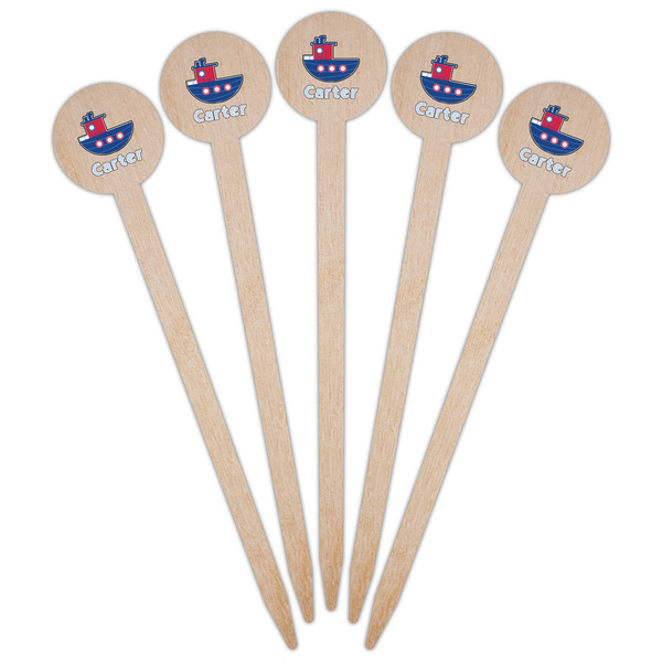 Light House & Waves Wooden 6" Food Pick - Round - Fan View