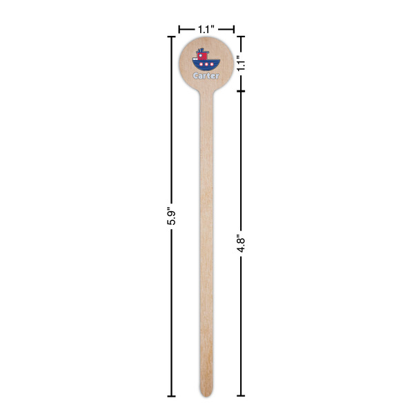Light House & Waves Wooden 6" Stir Stick - Round - Dimensions