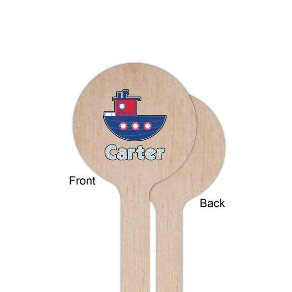 Light House & Waves Wooden 6" Stir Stick - Round - Single Sided - Front & Back