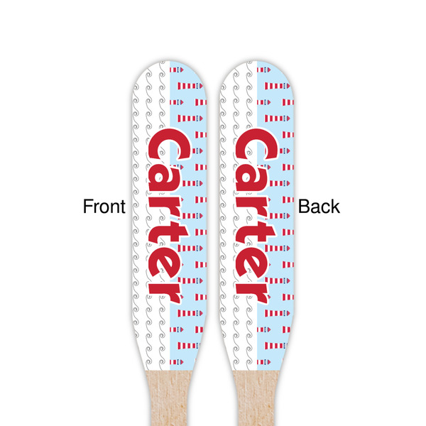 Light House & Waves Wooden Food Pick - Paddle - Double Sided - Front & Back