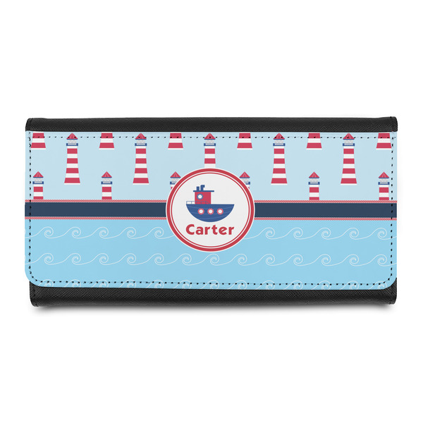 Custom Light House & Waves Leatherette Ladies Wallet (Personalized)