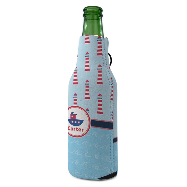 Light House & Waves Zipper Bottle Cooler - ANGLE (bottle)