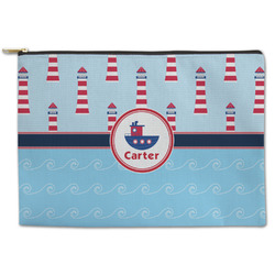 Light House & Waves Zipper Pouch - Large - 12.5"x8.5" (Personalized)