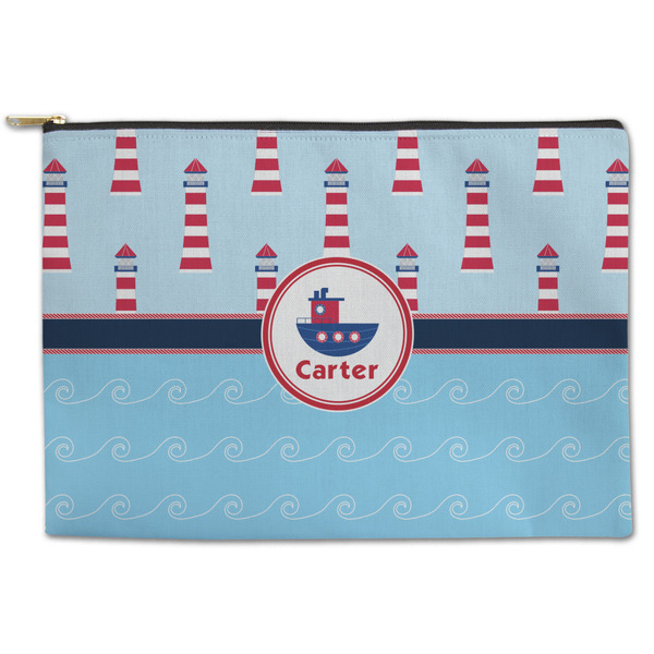 Custom Light House & Waves Zipper Pouch (Personalized)