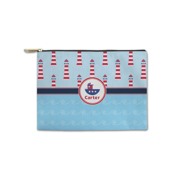 Custom Light House & Waves Zipper Pouch - Small - 8.5"x6" (Personalized)
