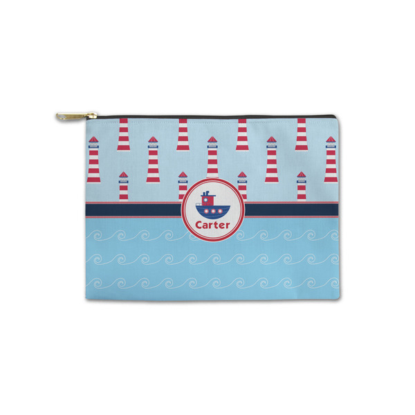 Custom Light House & Waves Zipper Pouch - Small - 8.5"x6" (Personalized)